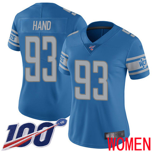 Detroit Lions Limited Blue Women Dahawn Hand Home Jersey NFL Football #93 100th Season Vapor Untouchable->women nfl jersey->Women Jersey